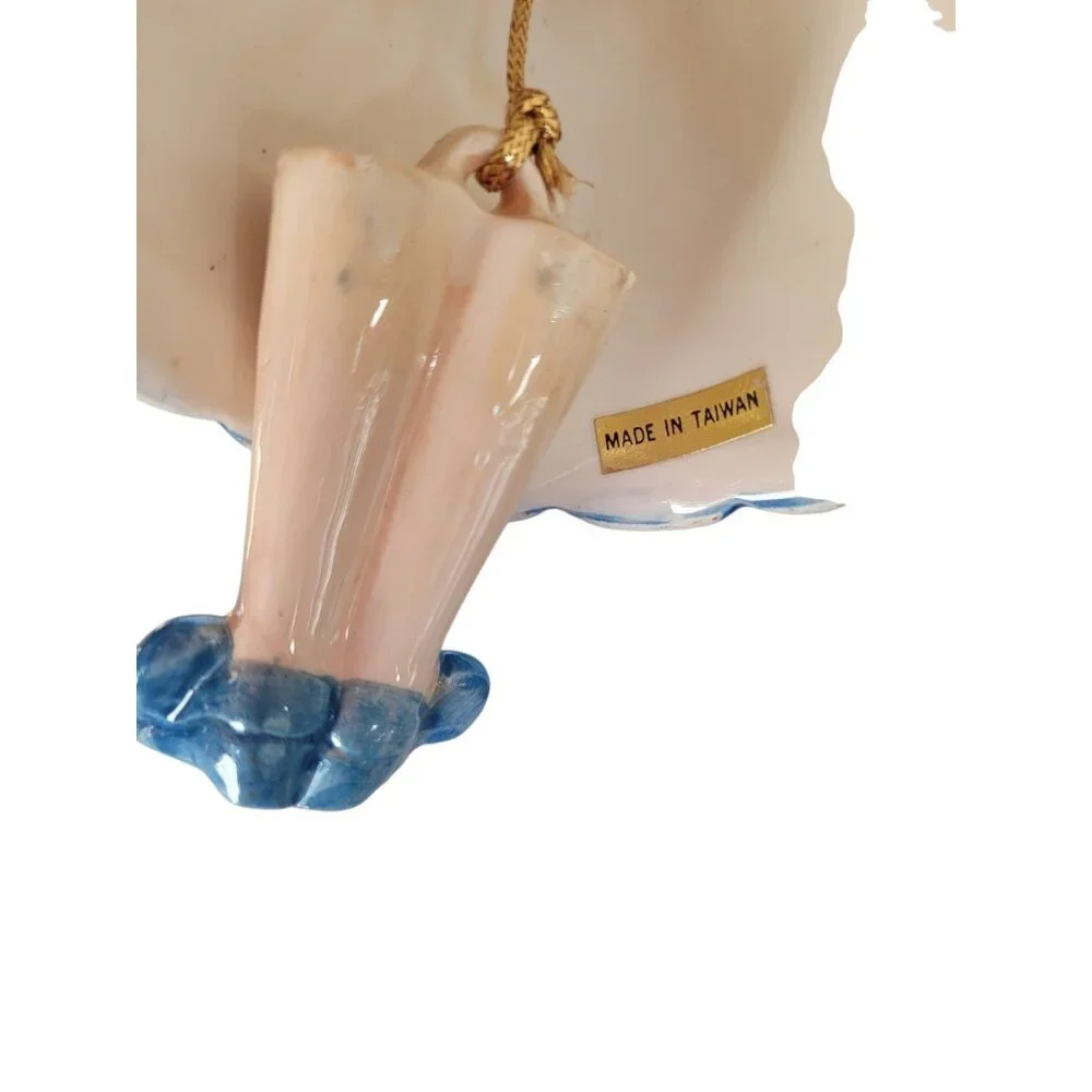 Vtg Ceramic Angel Bell Christmas Ornament 4.5